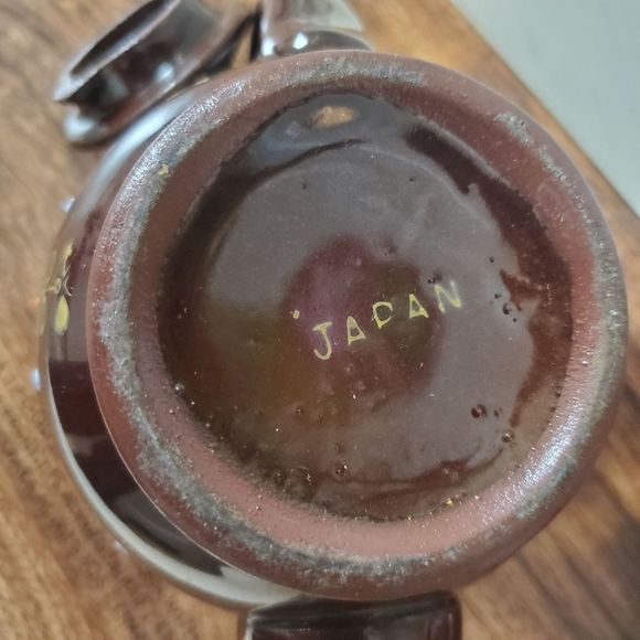 Vintage JAPAN Ceramic Teapot Floral Moriage Painted Brown Retro - Picture 6 of 6